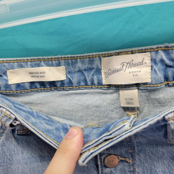 Universal Thread Vintage Midi High-Waist Button Fly Denim Shorts - Picture 2 of 8